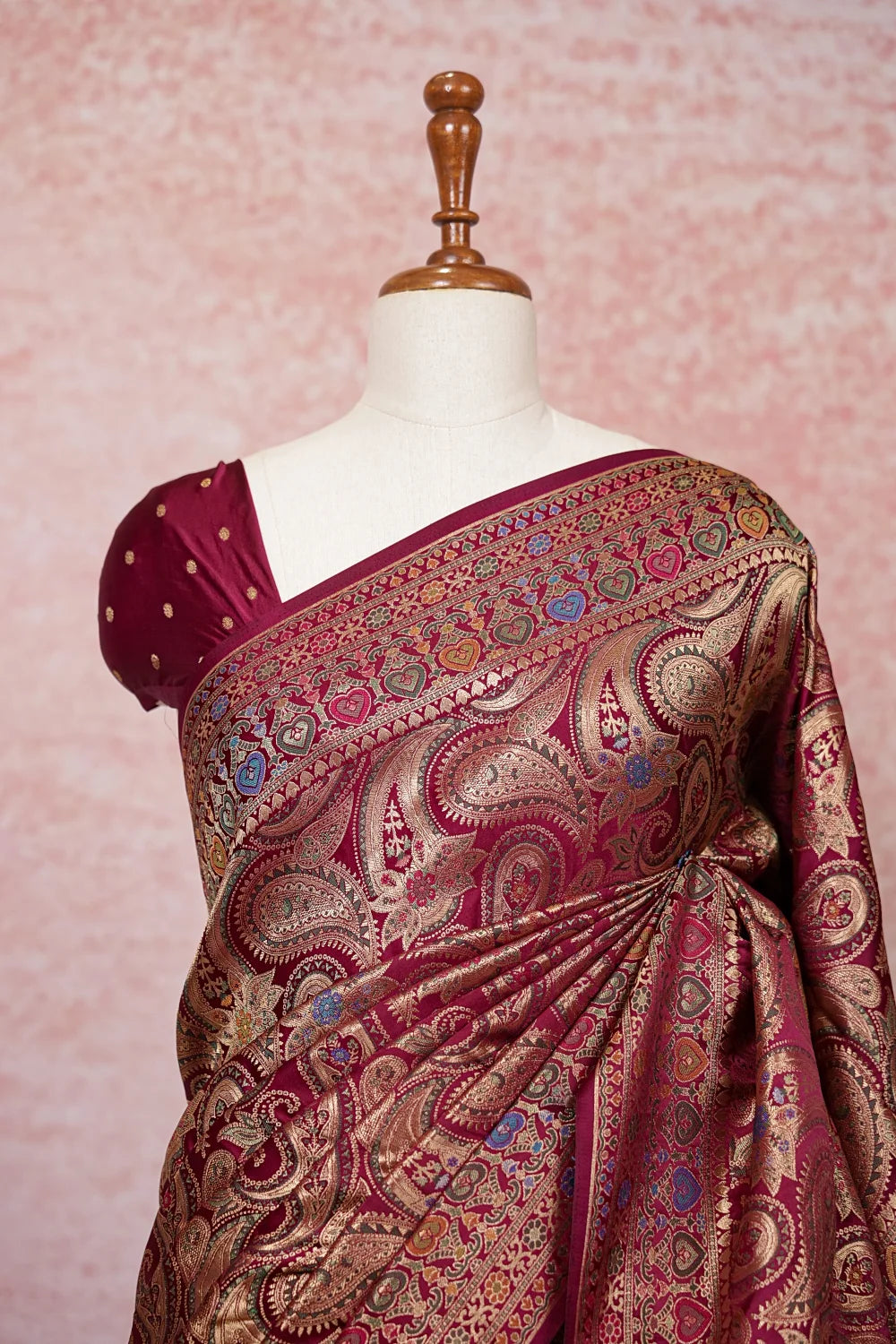 Purple Semi Banarasi Saree