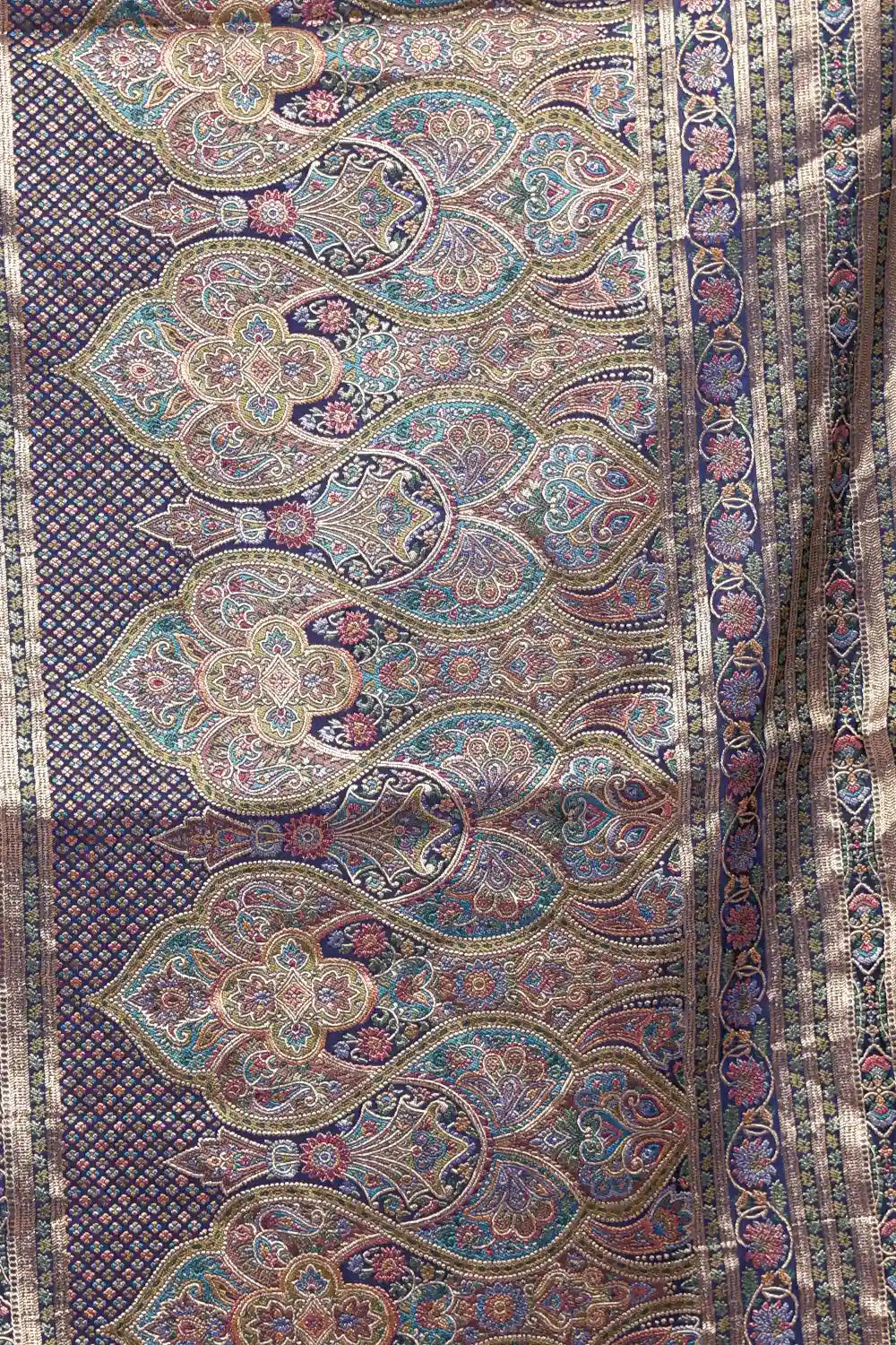 Navy Blue Semi Banarasi Saree