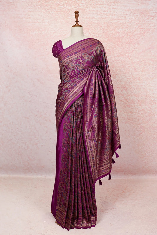Wine Banarasi Silk Saree