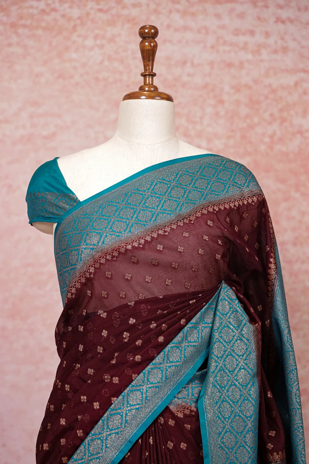 Coffee Brown Semi Banarasi Saree