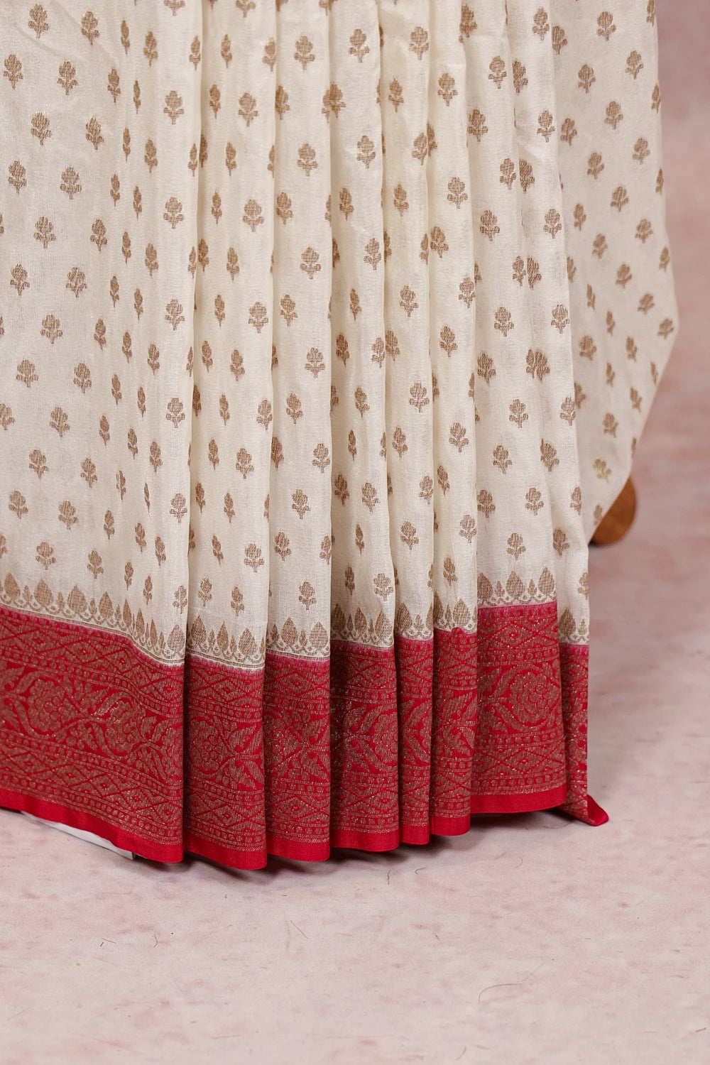 Off White Semi Banarasi Saree
