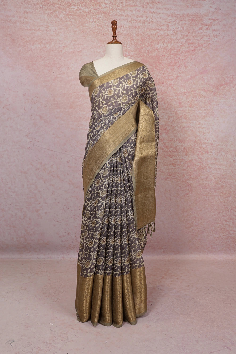 Light Purple Linen Cotton Saree