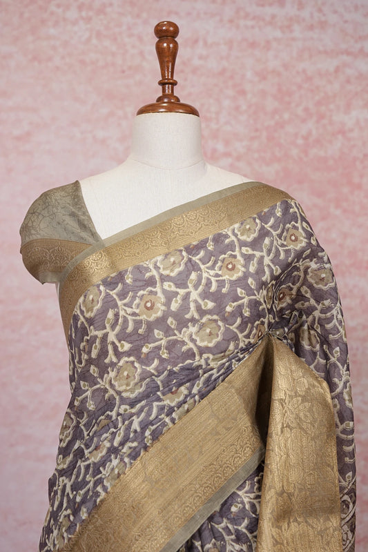 Light Purple Linen Cotton Saree