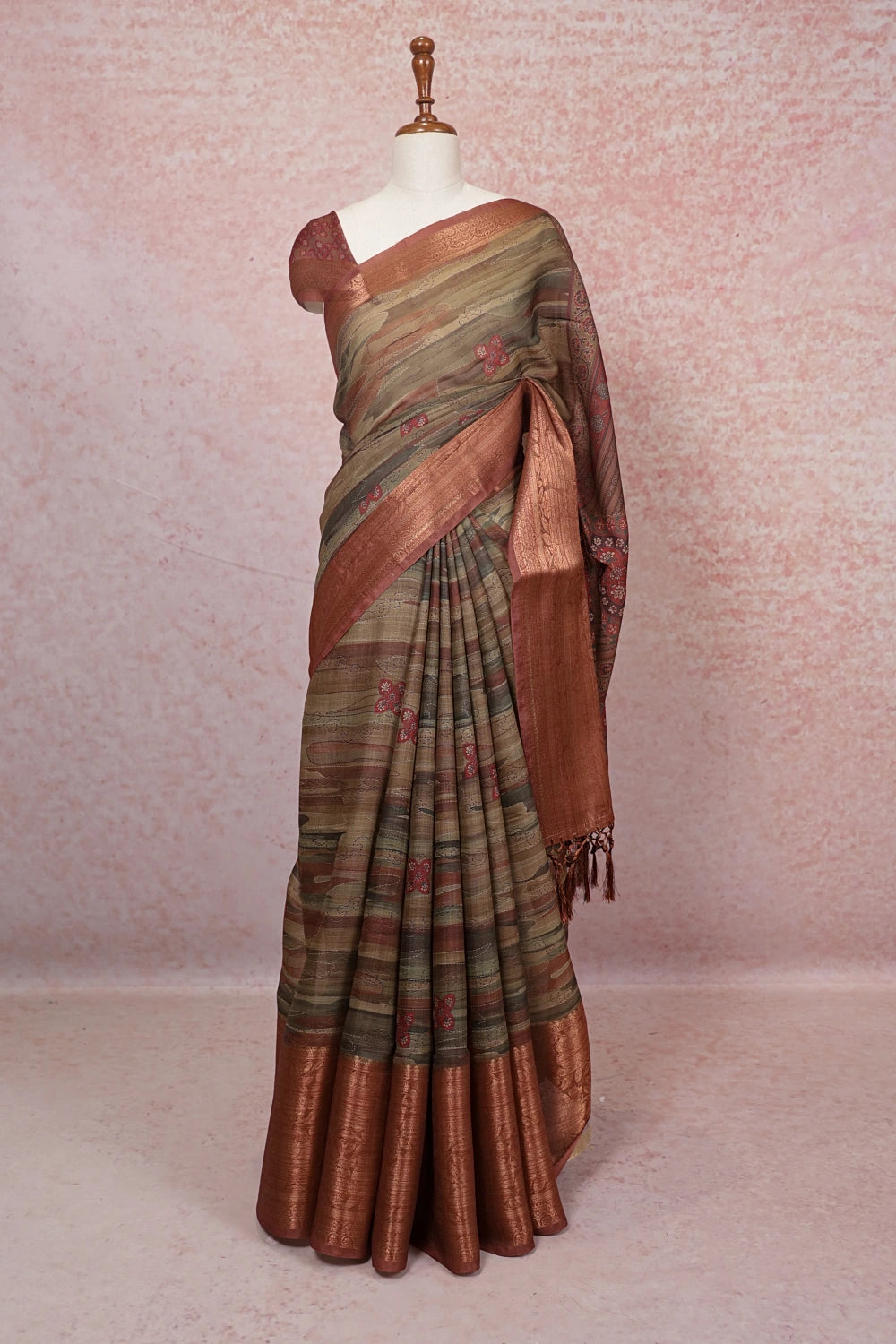 Multi Color Linen Cotton Saree