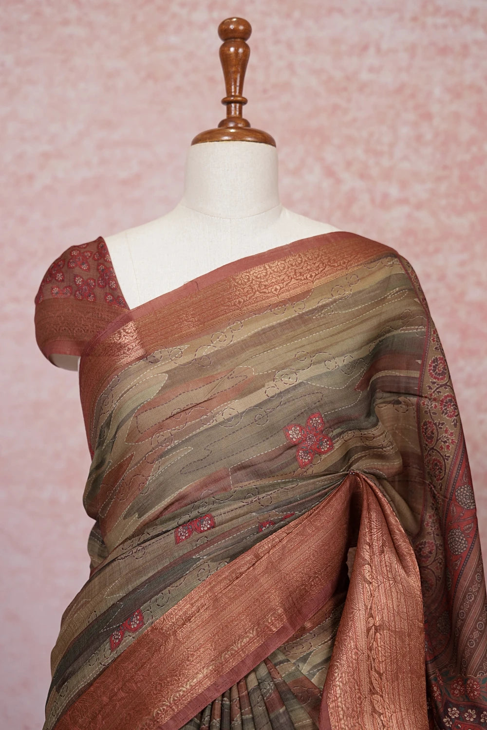 Multi Color Linen Cotton Saree