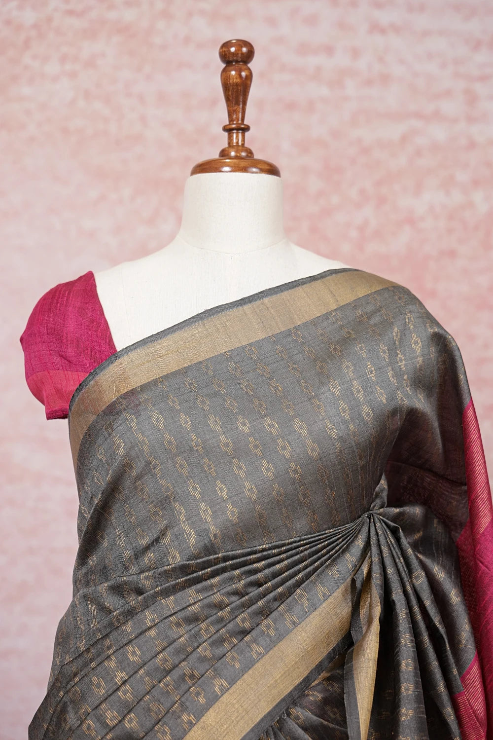 Grey Semi Jute Saree