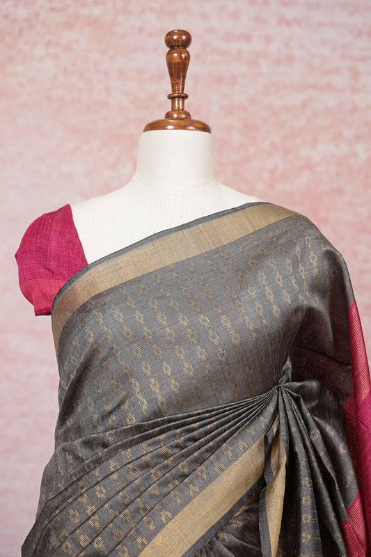 Grey Semi Jute Saree