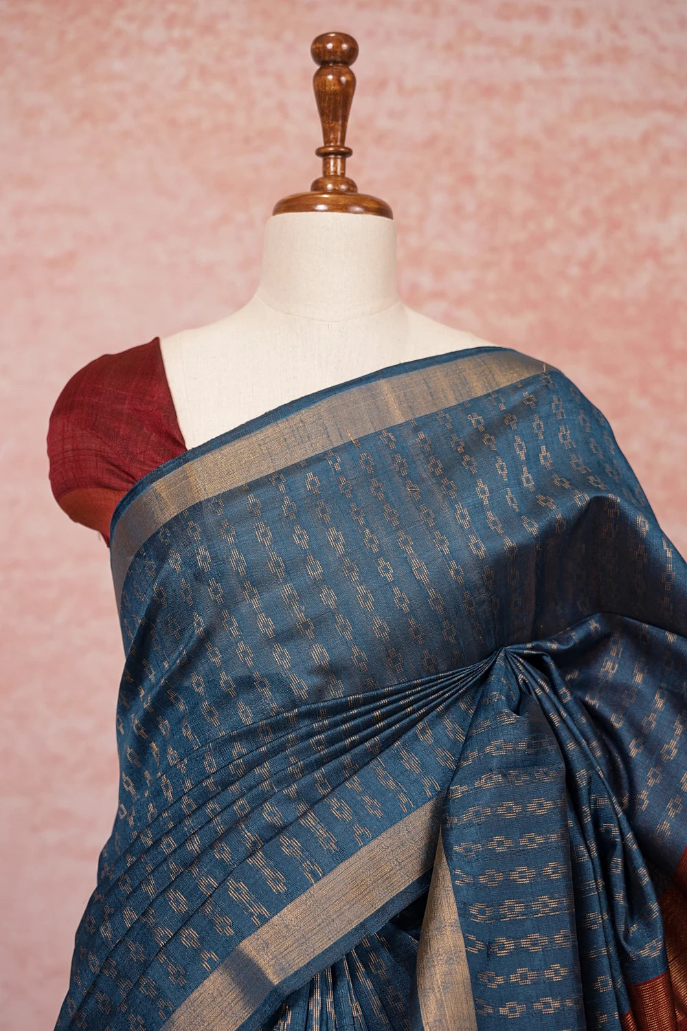 Peacock Blue Semi Jute Saree