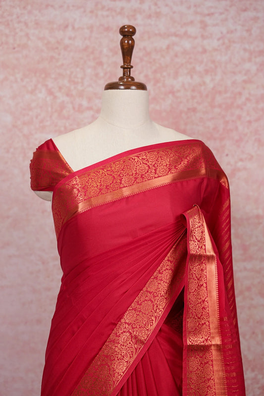 Dark Pink Chiffon Saree
