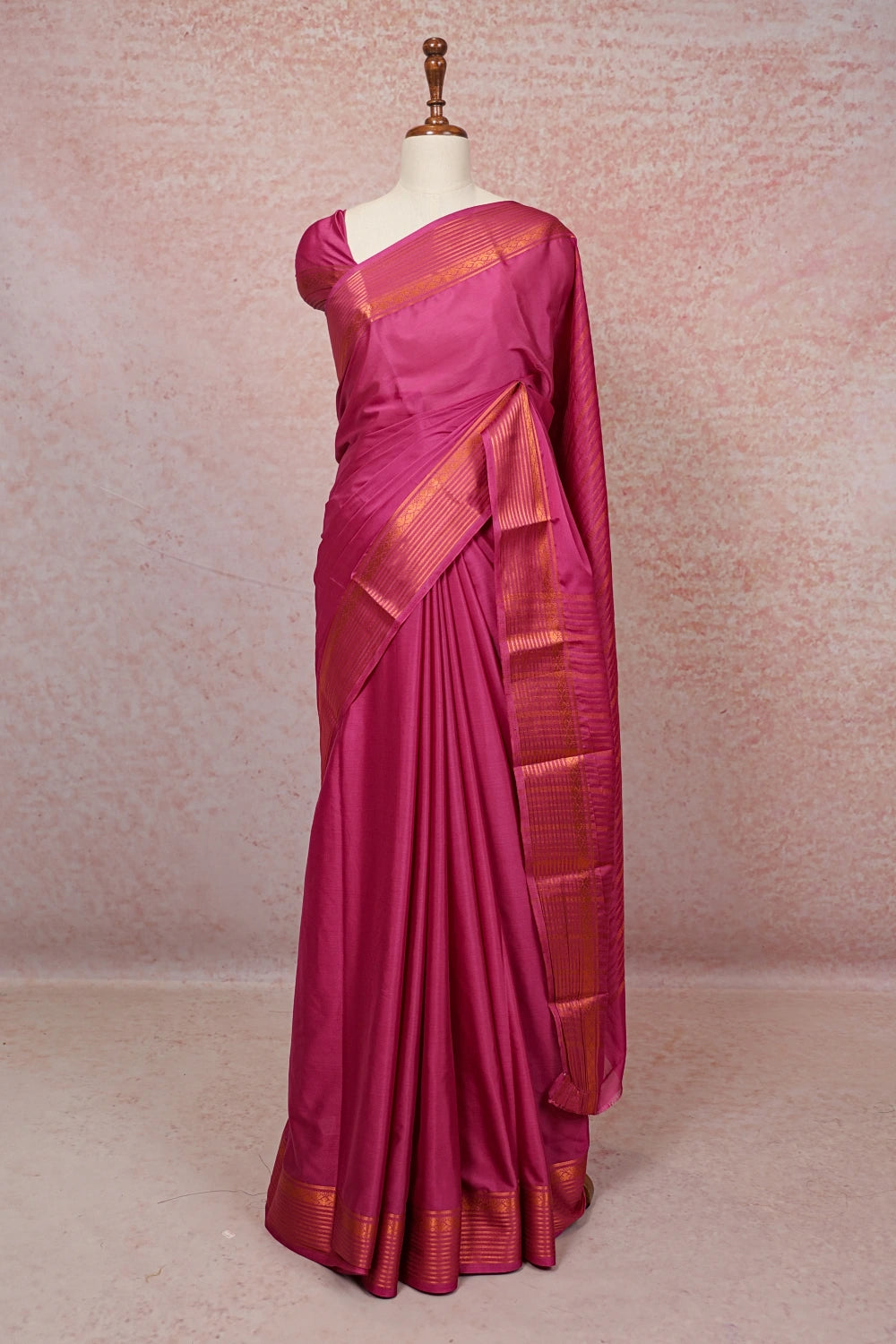 Onion Pink Cotton Silk Saree