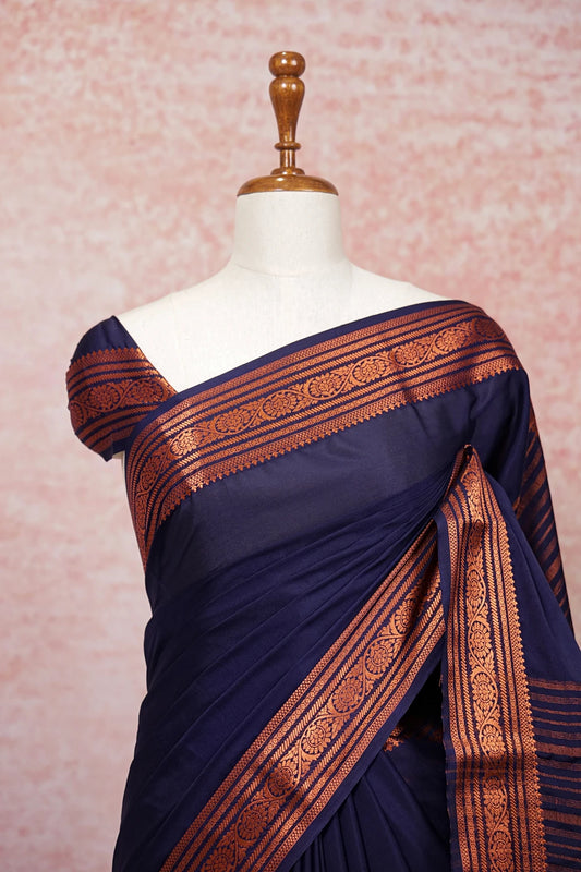 Navy Blue Mysore Silk Saree