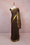 Coffee Brown Semi Banarasi Saree
