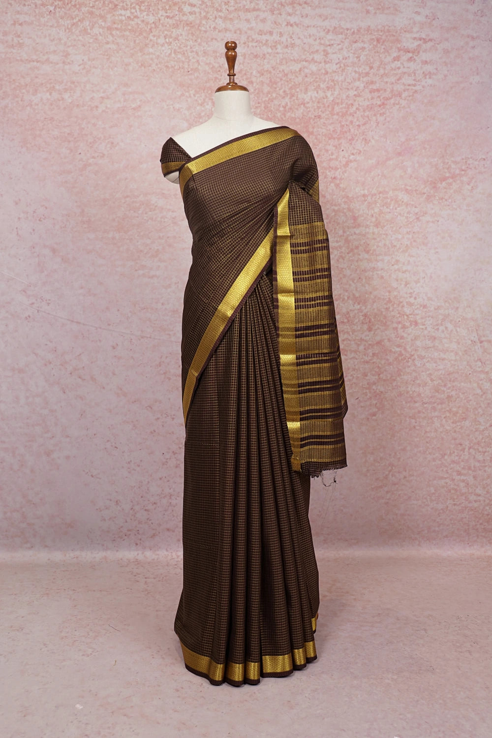Coffee Brown Semi Banarasi Saree