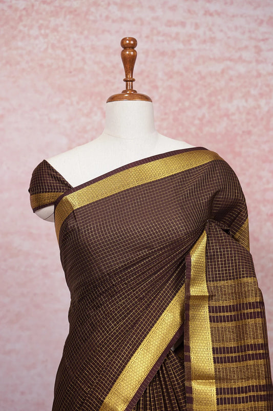 Coffee Brown Semi Banarasi Saree
