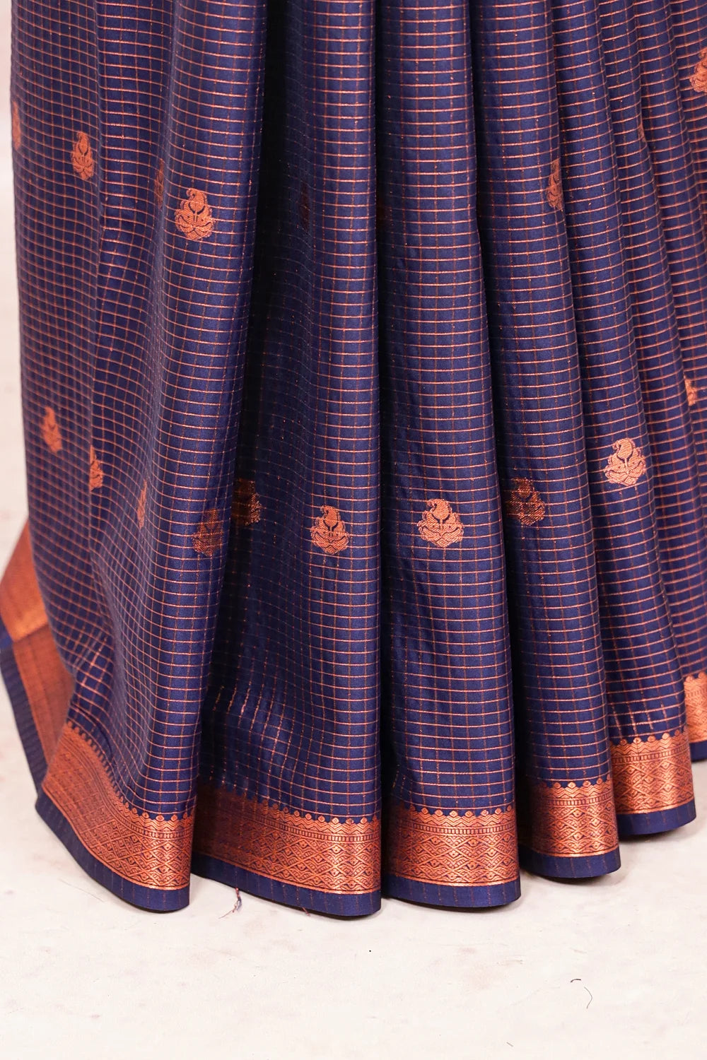 Navy Blue Semi Banarasi Silk Saree