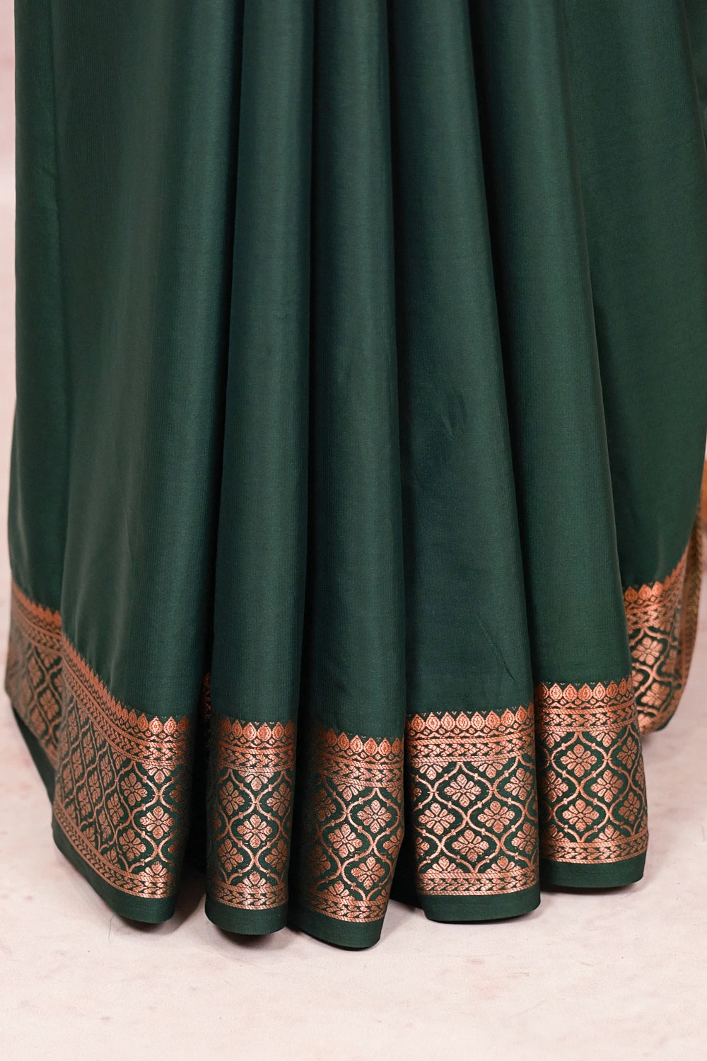 Dark Green Semi Banarasi Saree