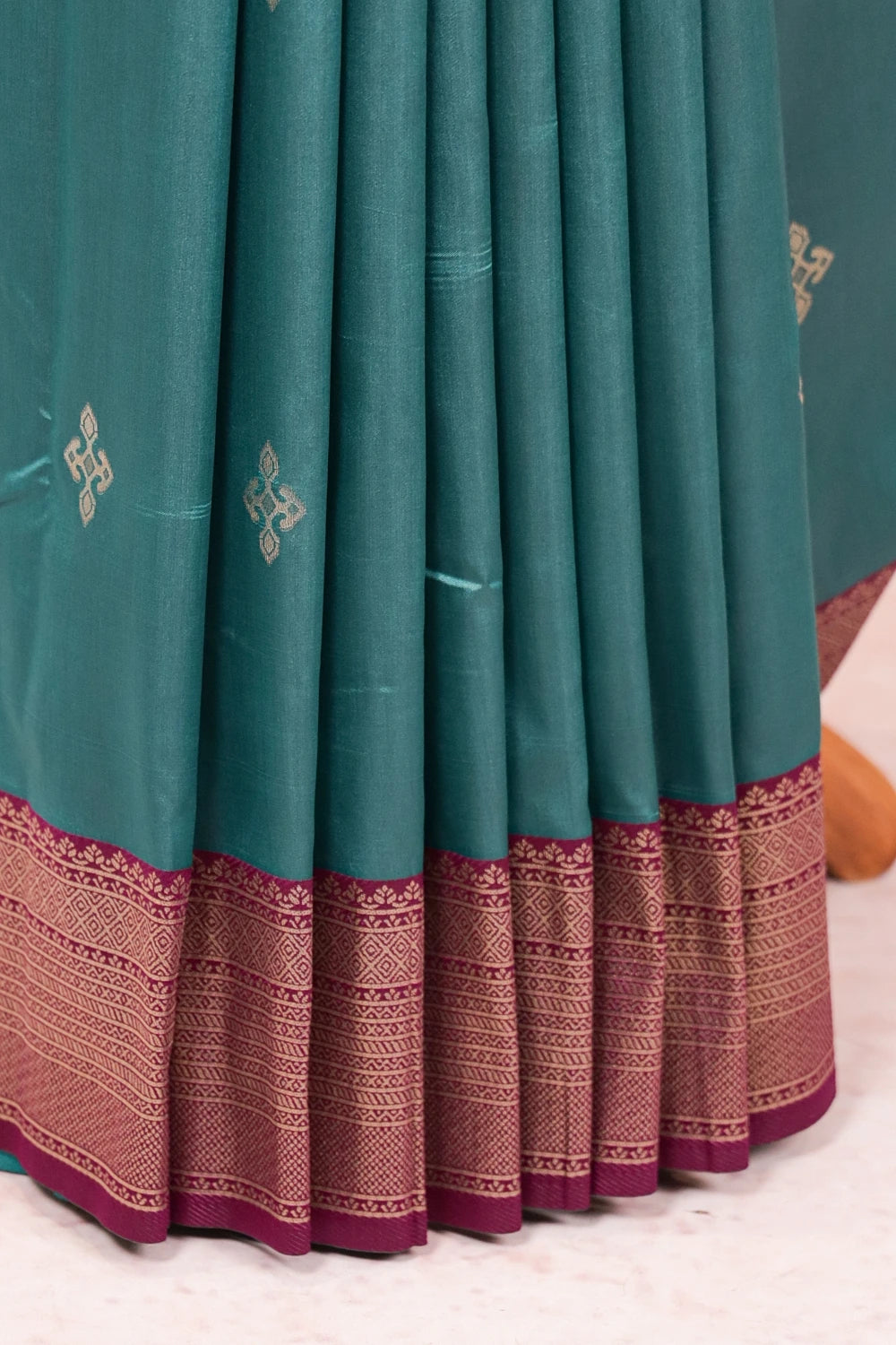 Peacock Green Semi Kancheepuram Silk Saree