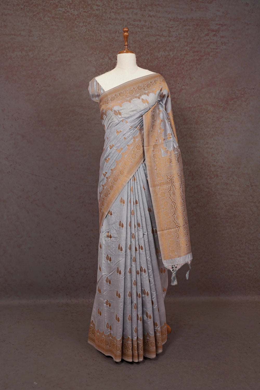 Ash Semi Banarasi Saree