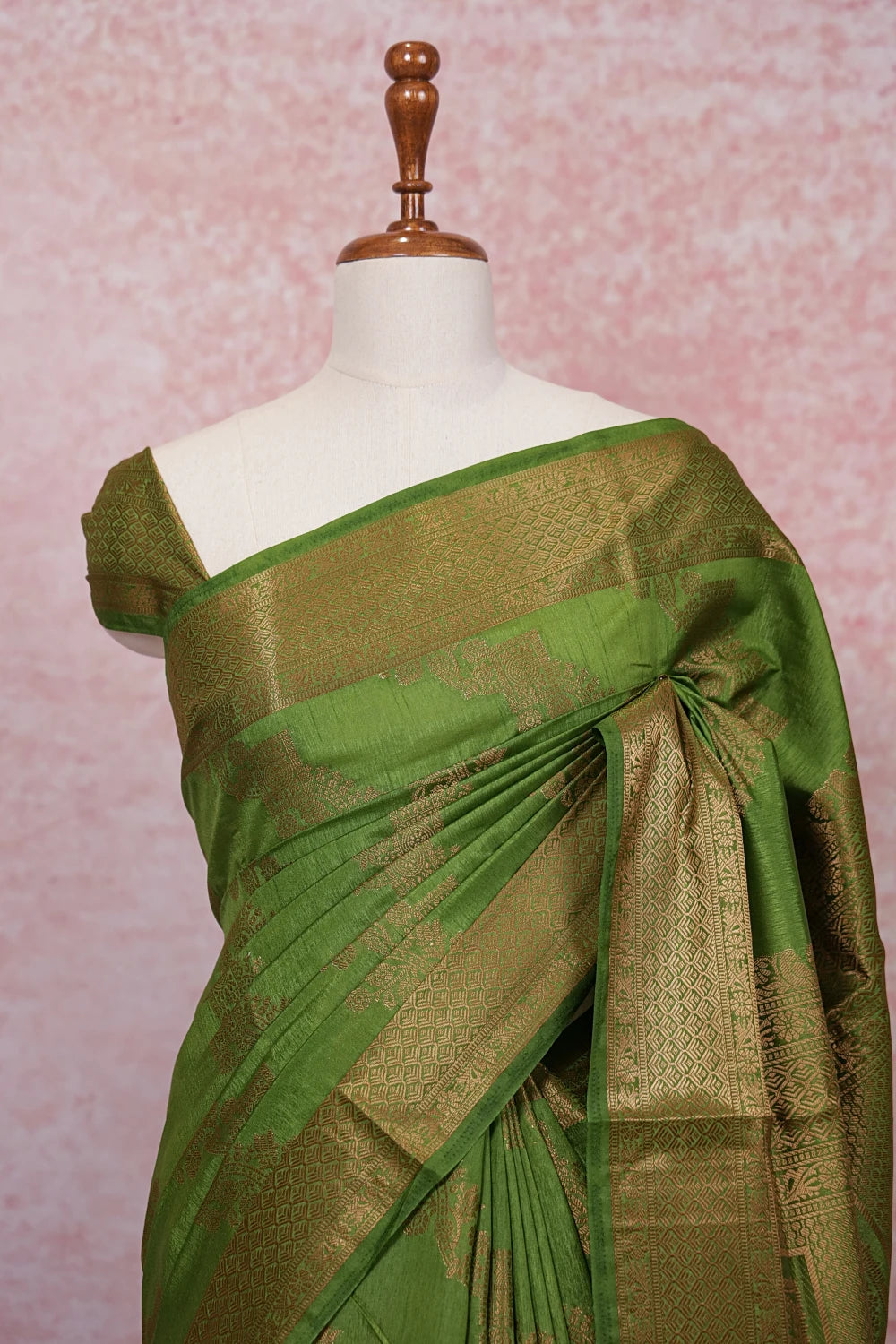 Green Semi Banarasi Saree