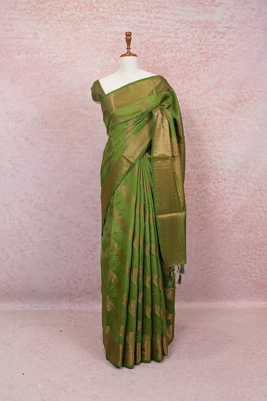 Green Semi Banarasi Saree