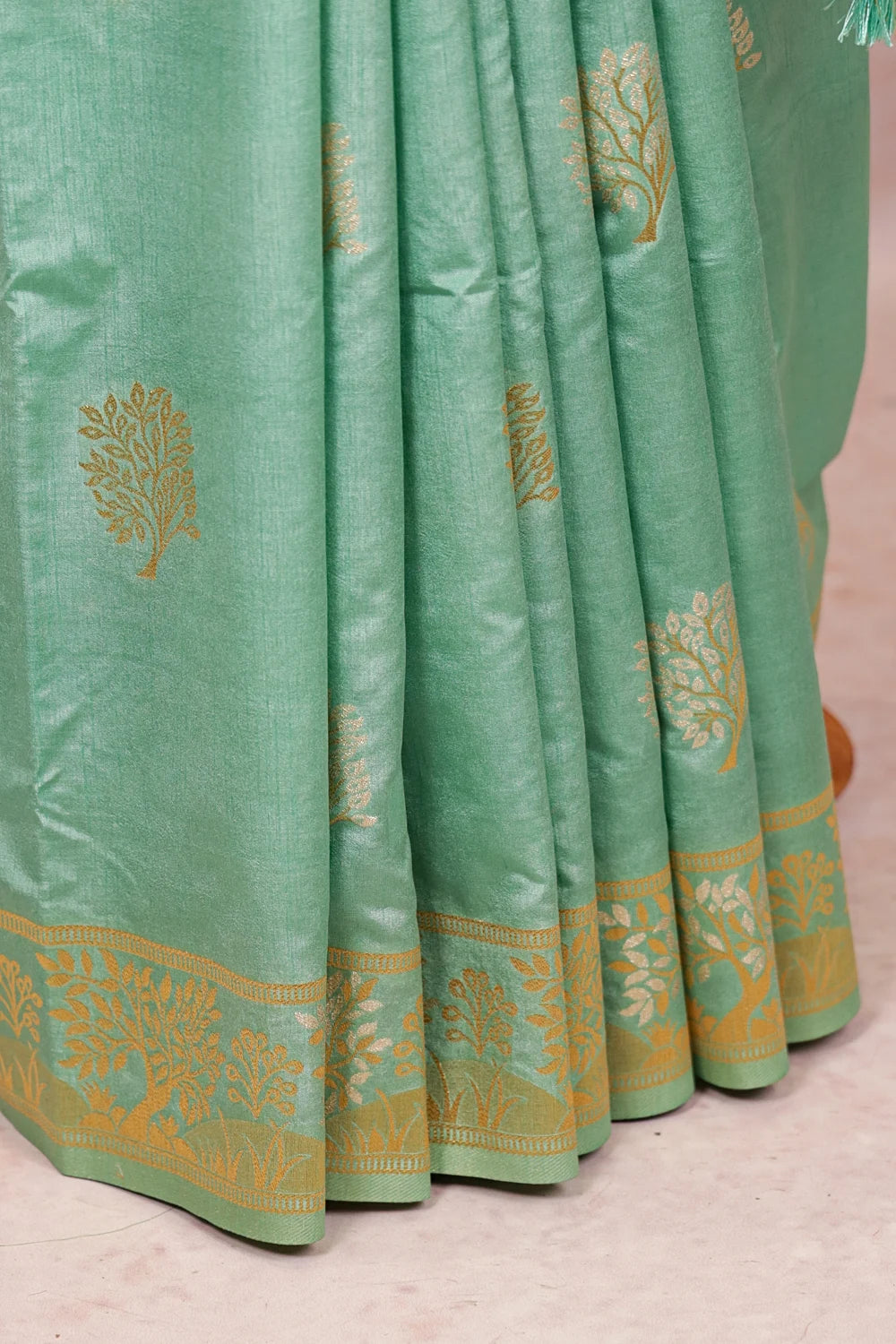 Pista Green Semi Tussar Saree