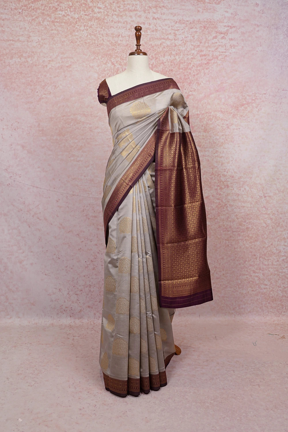 Ash Semi Silk Saree