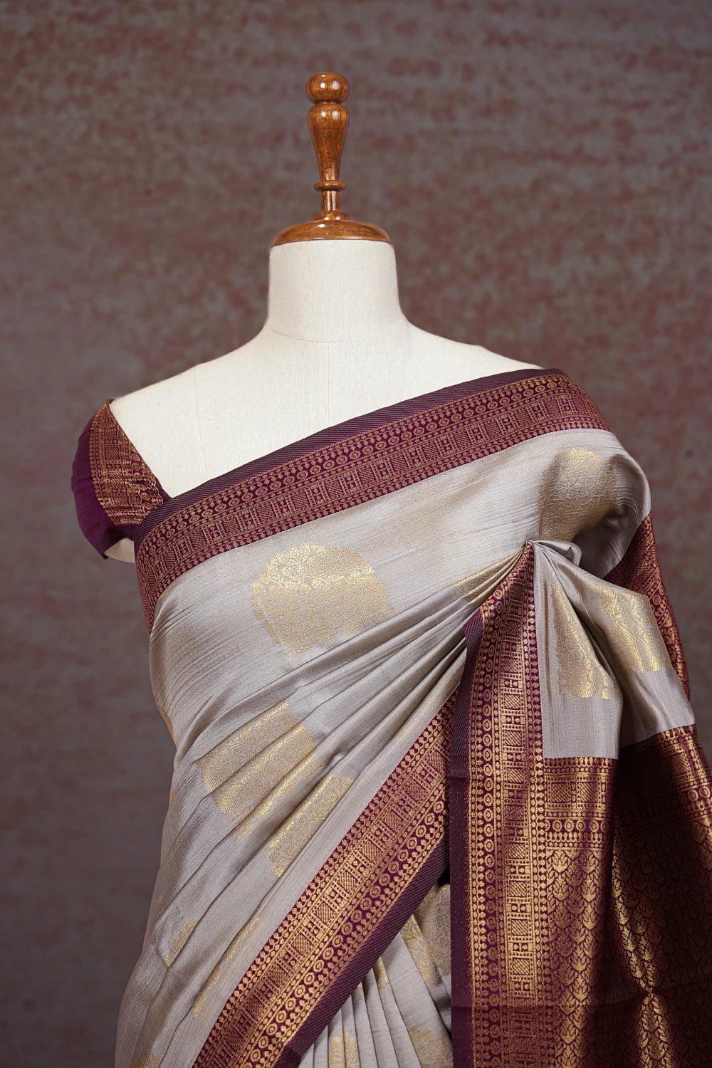 Grey Semi Silk Saree