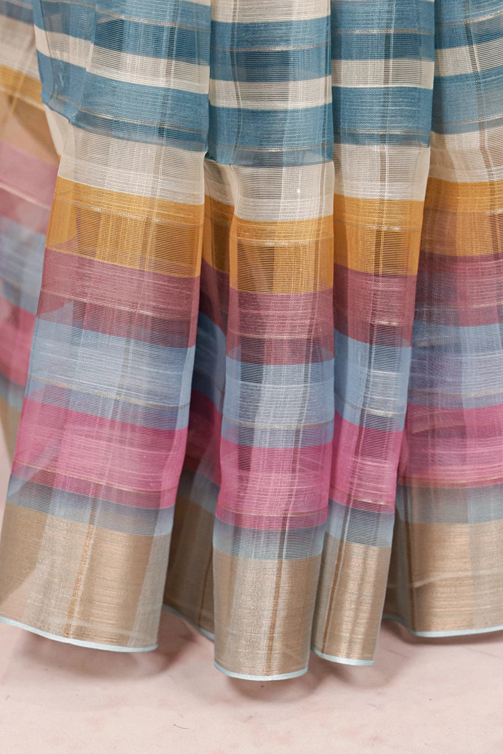 Multi Colors Semi Linen Saree