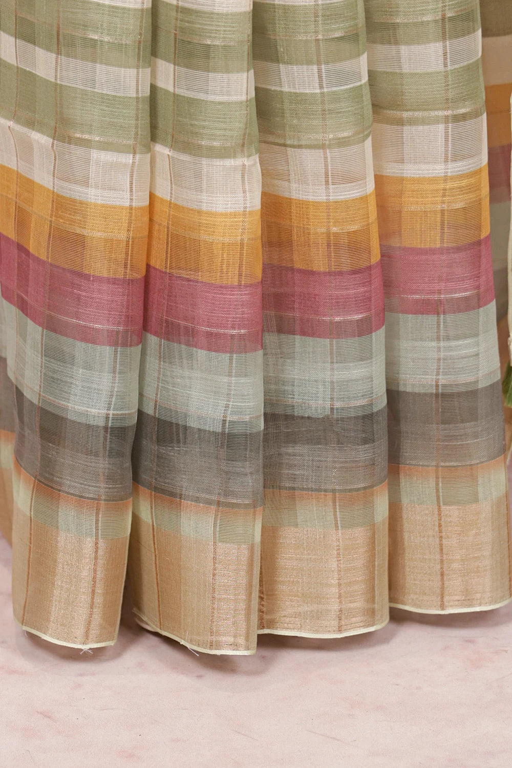 Multi Colors Semi linen Saree