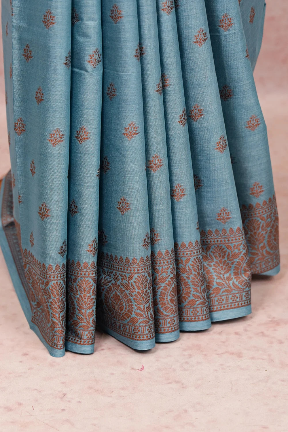 Sea Blue Tussar Silk Saree