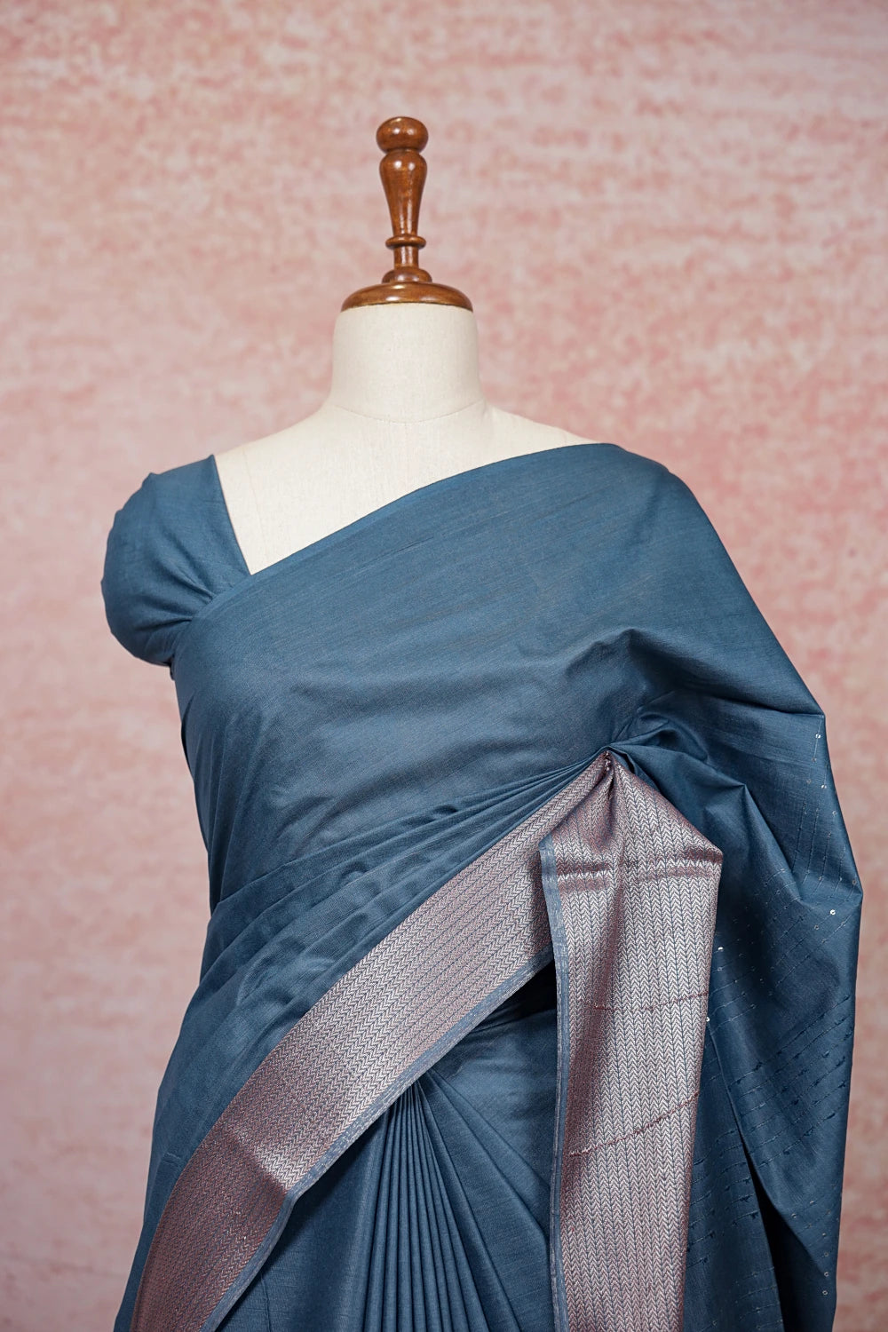 Blue Tussar Silk Saree