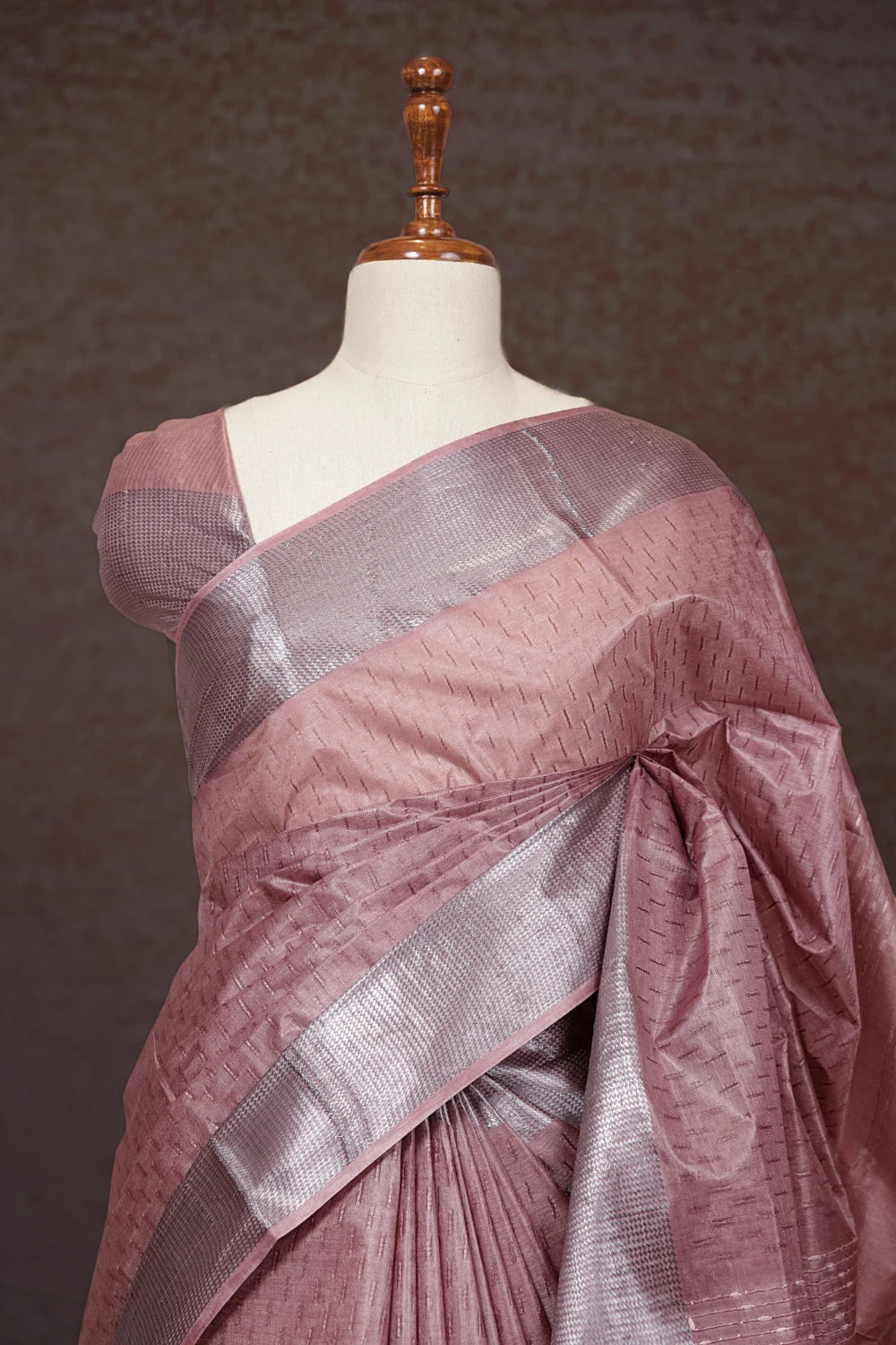 Onion Pink Tussar Silk Saree