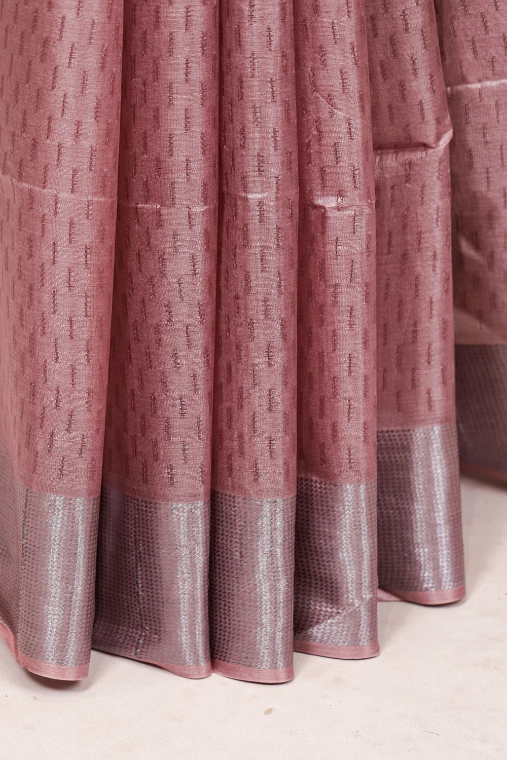 Onion Pink Tussar Silk Saree