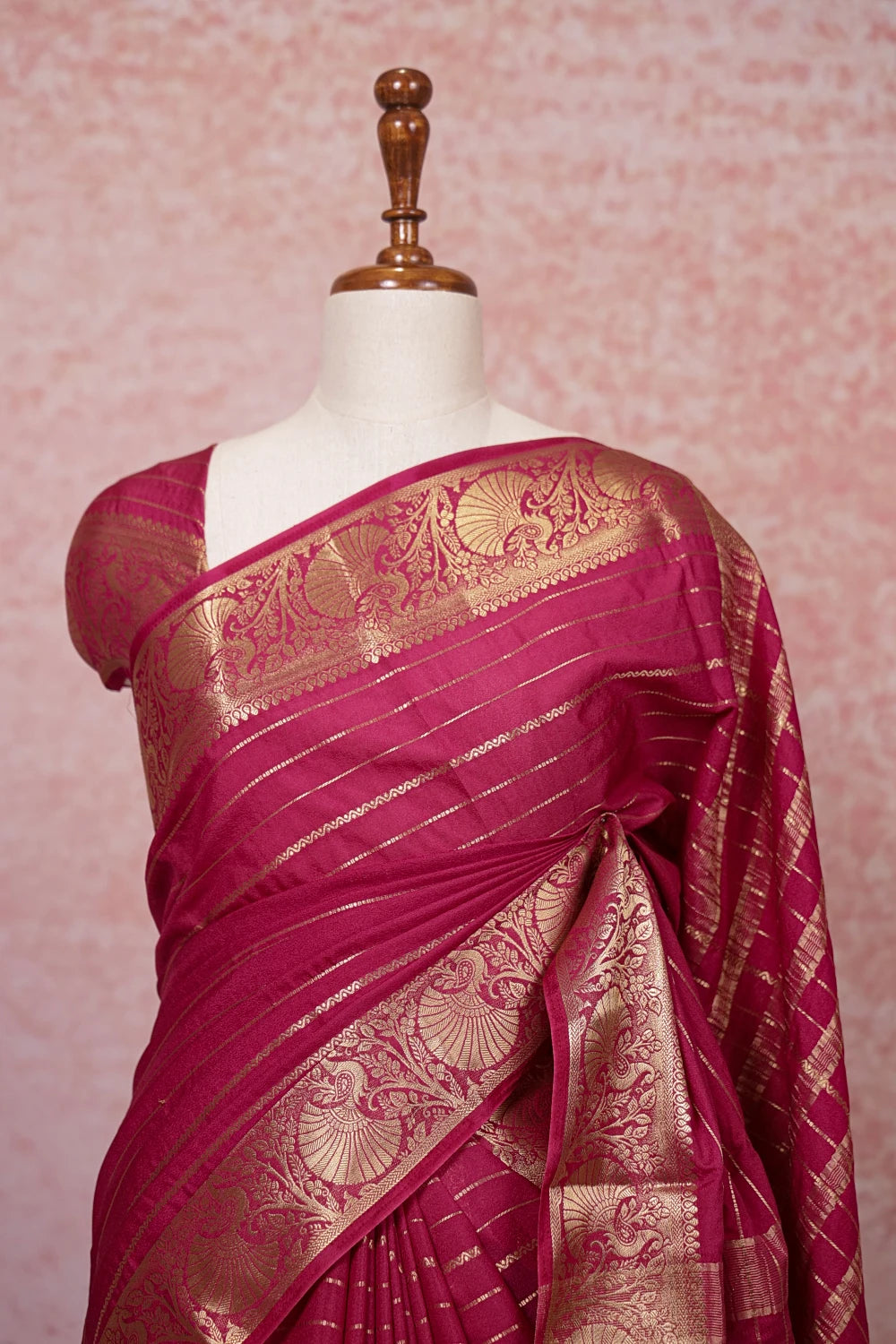 Wine Semi Banarasi Saree