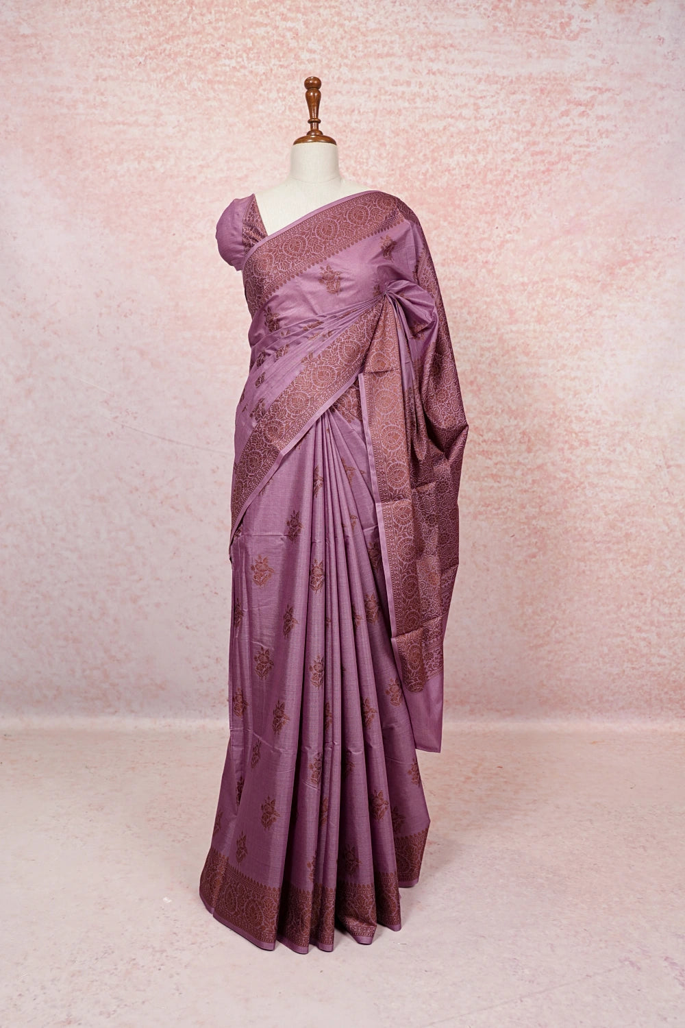 Onion Pink Tussar Saree