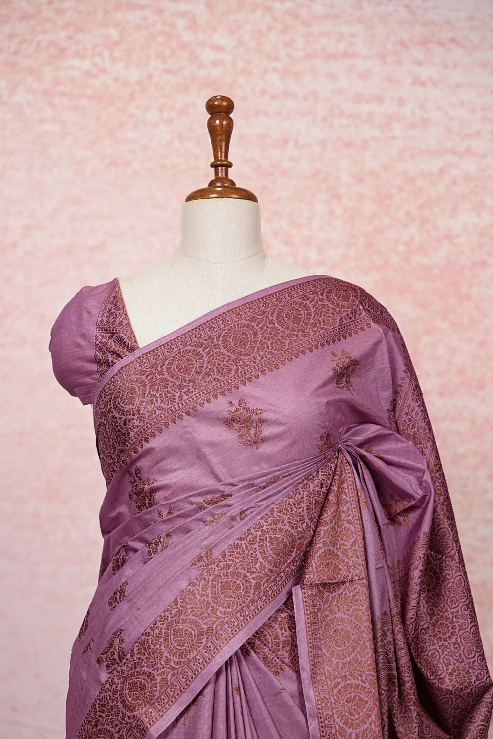 Onion Pink Tussar Saree