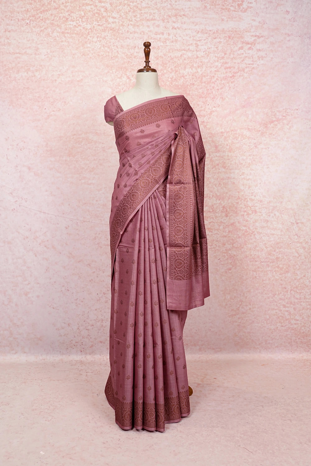 Onion Color Tussar Saree