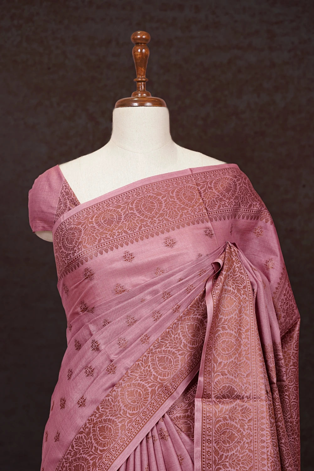 Onion Color Tussar Saree