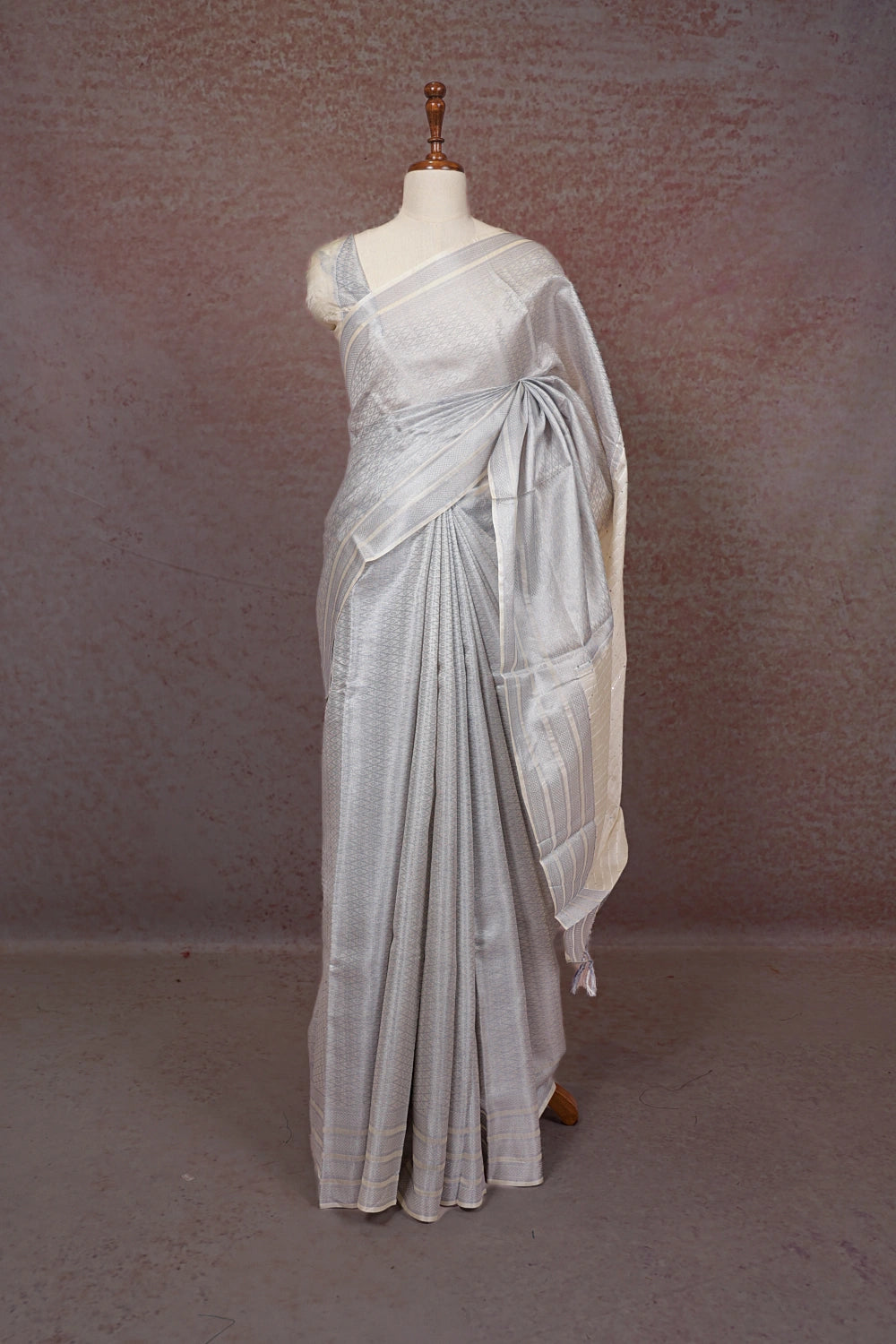 Silver Color Tissue Silk Saree