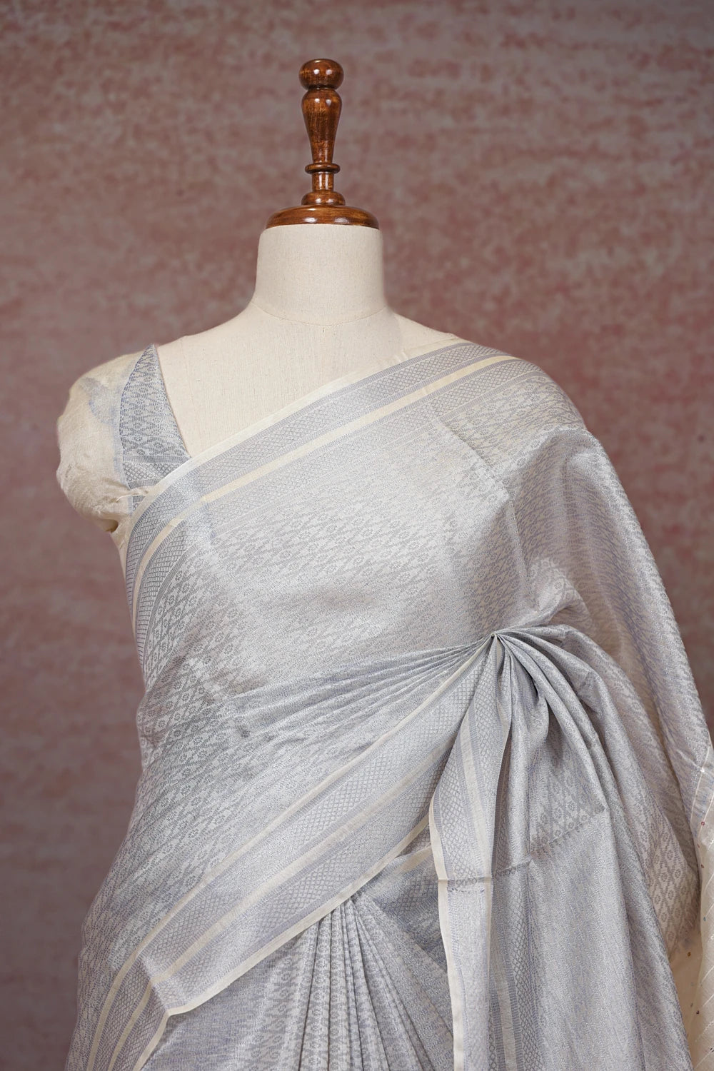 Silver Color Tissue Silk Saree