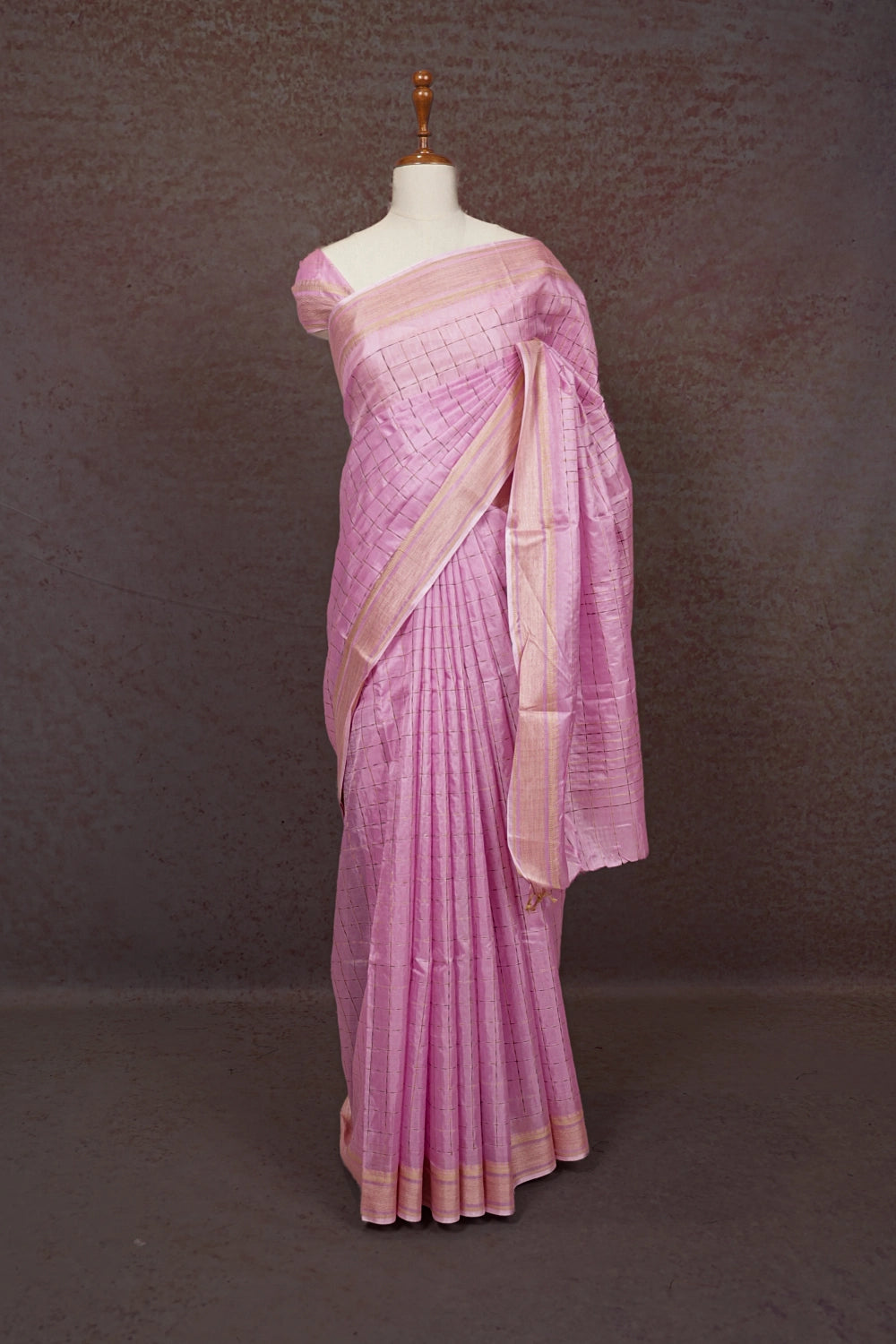 Baby Pink Tussar Saree