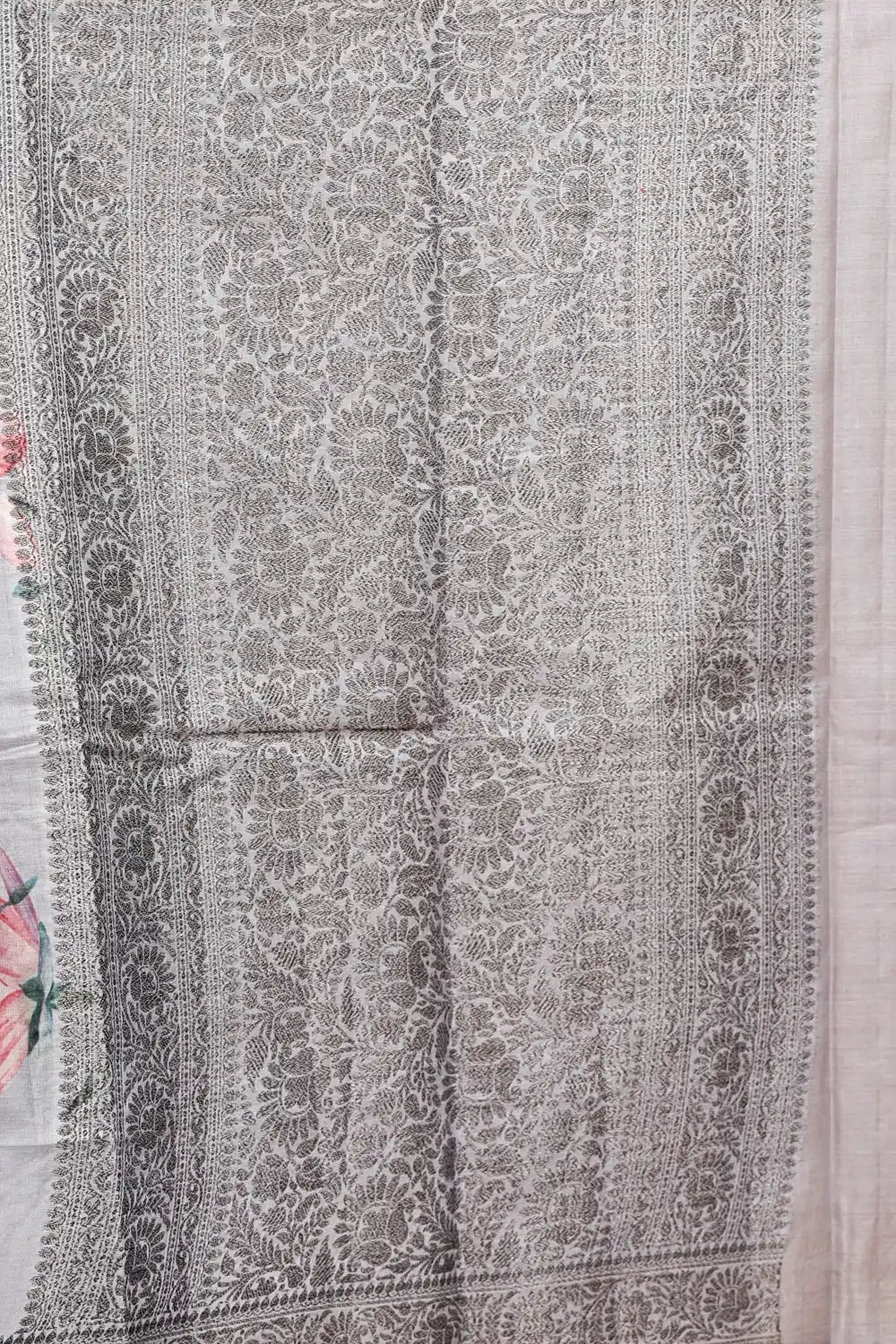 Grey Tussar Silk Saree