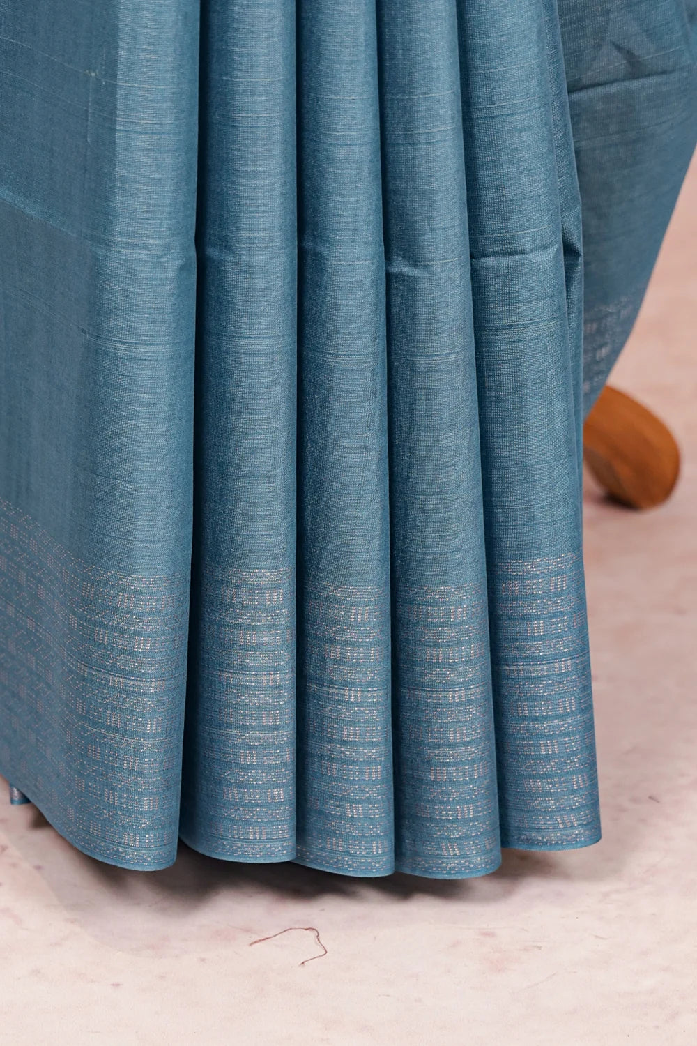 Ash Blue Semi Tussar Saree