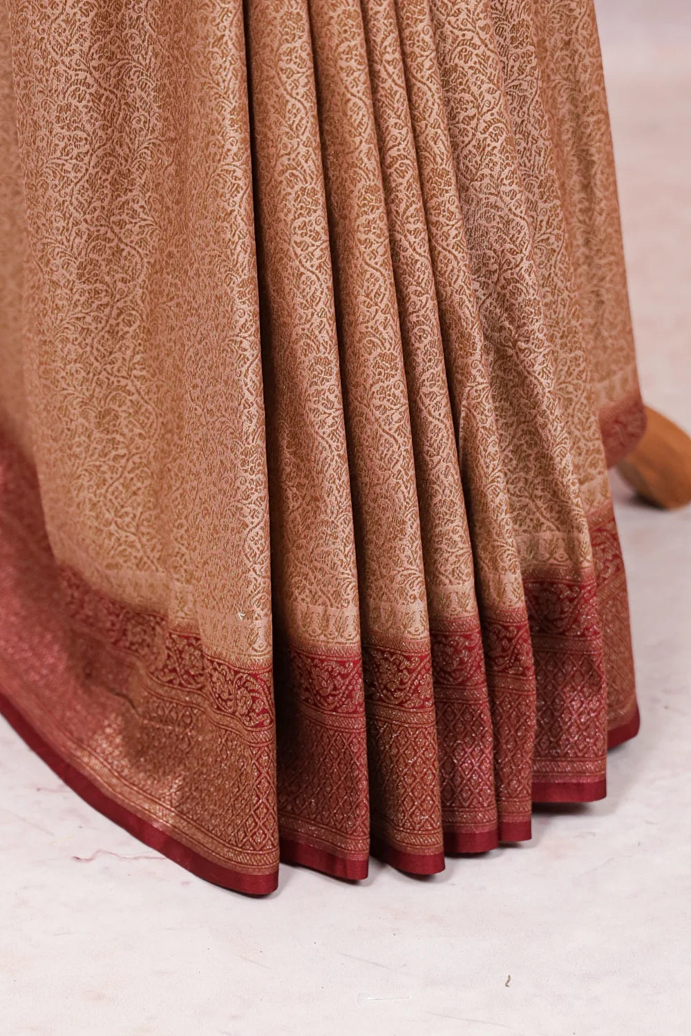 Light Peach Semi Banarasi Saree