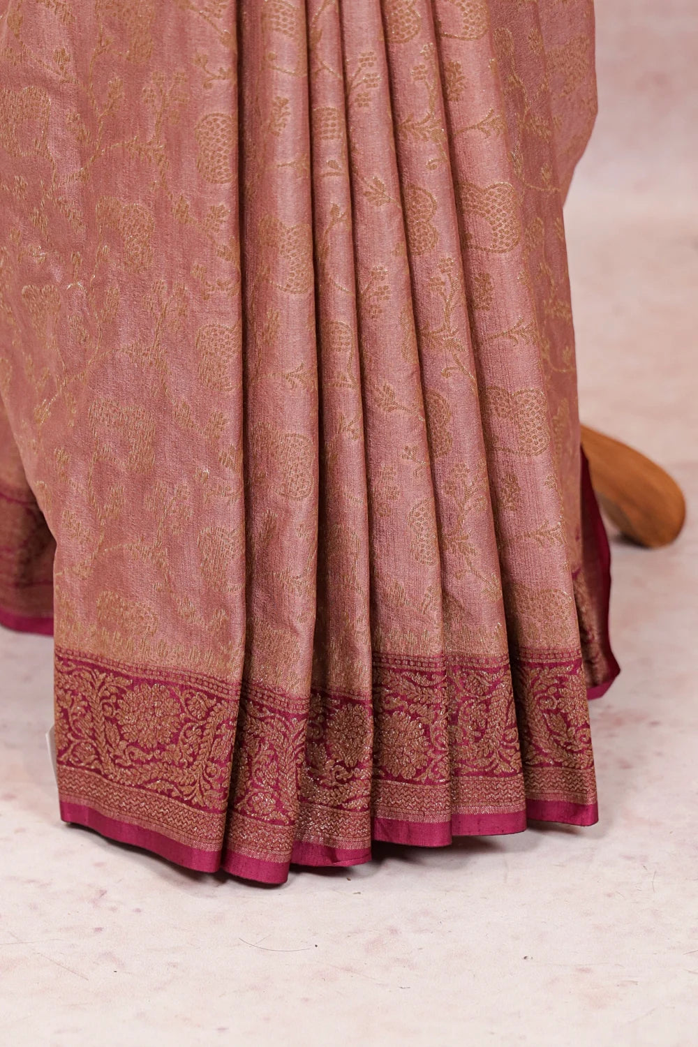 Peach Semi Banarasi Saree