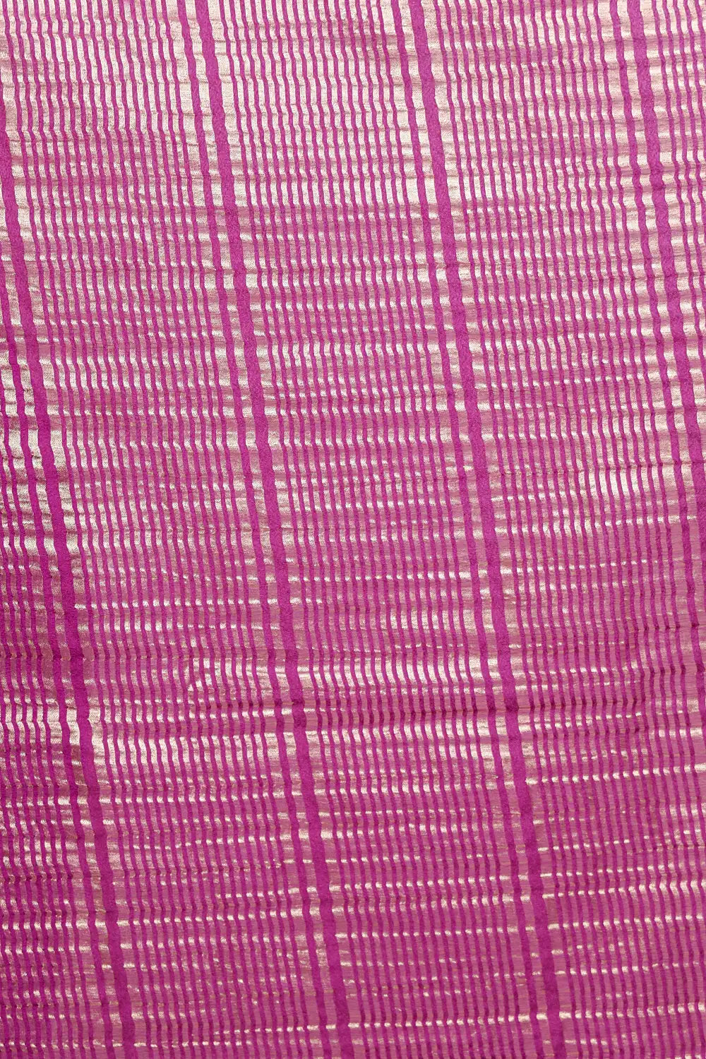 Semi Banarasi saree fabric texture with gold striped line-work detail