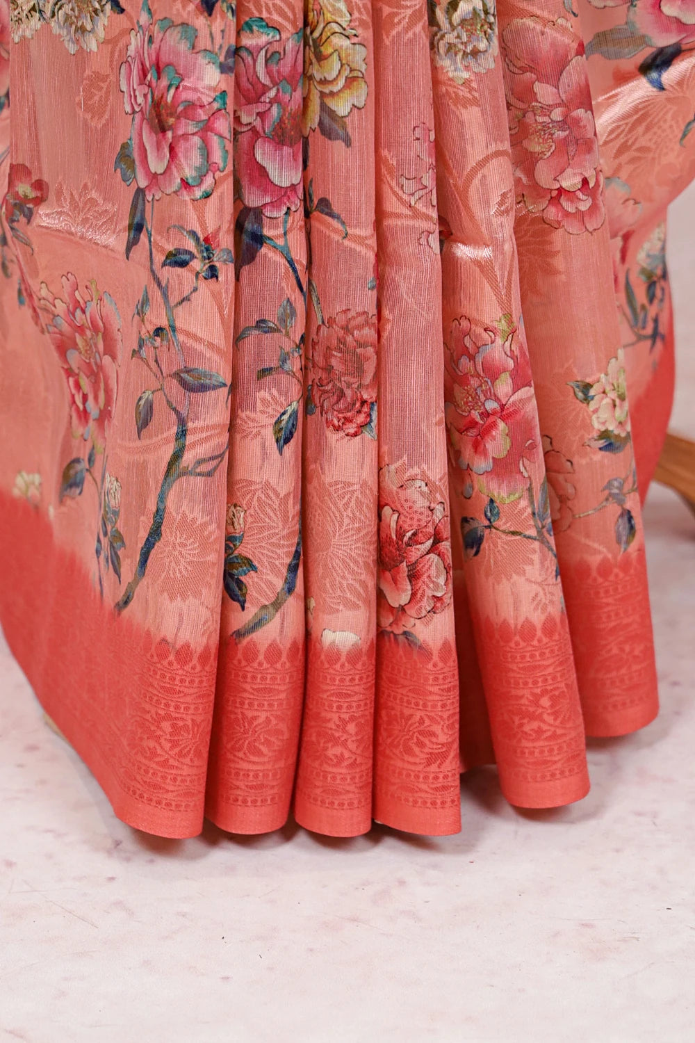 Peach Semi Tissue Saree
