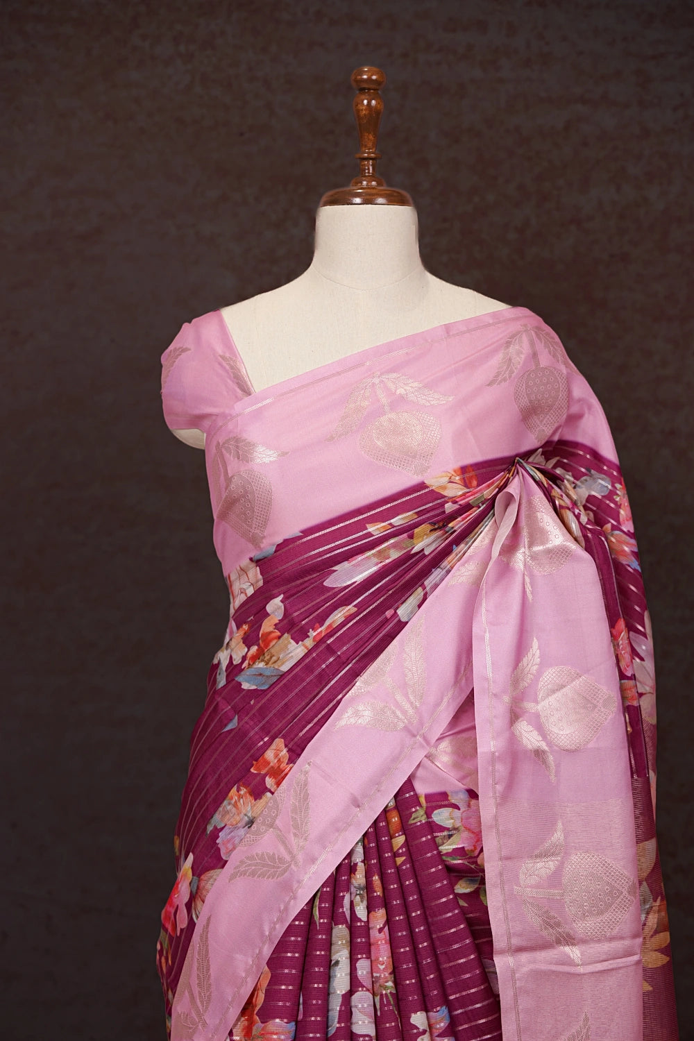 Wine Color Cotton Silk Saree