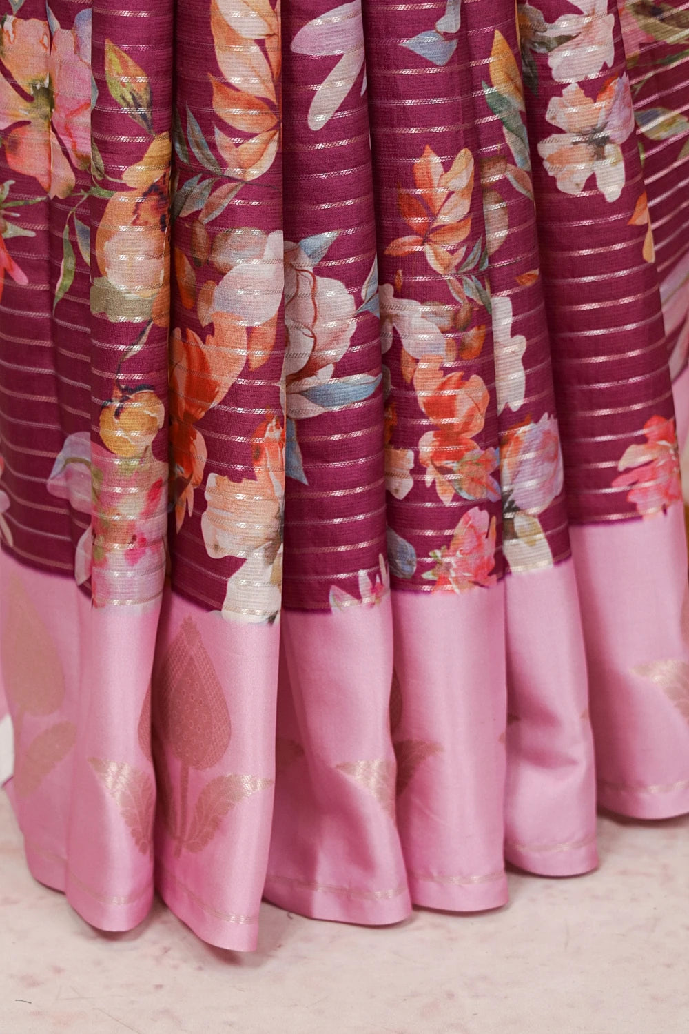 Wine Color Cotton Silk Saree