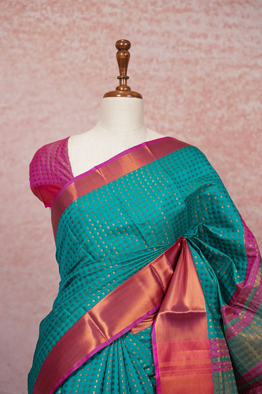 Green Semi Silk Saree - Seematti